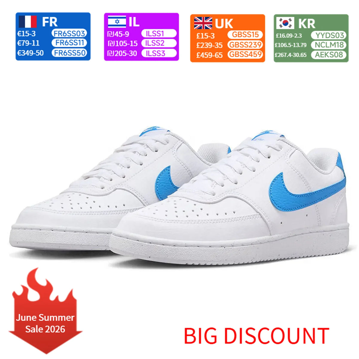 Nike Court Vision 1 Low Next Nature Udobni, vsestranski in trpežni nizki košarkarski čevlji za ženske, beli/modri DH3158-107