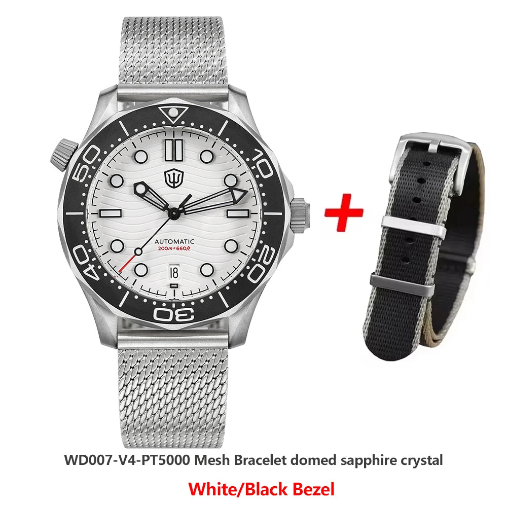 Watchdives WD007 V4 Titanium NTTD Dive Watch PT5000 Automatic Movement Sapphire Super Luminous Domed Crystal 42mm Men Watches