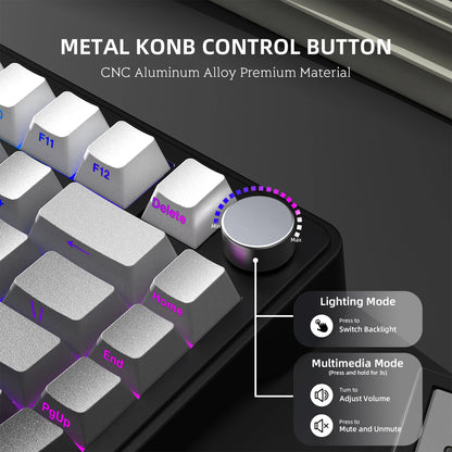 Teclado mecánico ATTACK SHARK X85 trimodo Gasket 75% con perilla CNC, acolchado de 5 capas, hot-swap, retroiluminación RGB y NKRO