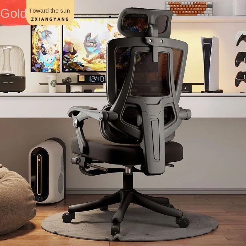 Cadeira de Escritório Ergonómica em Malha com Apoio Lombar, Cadeira de Secretária de Encosto Alto para Adultos, Cadeira de Trabalho Confortável para Longas Horas