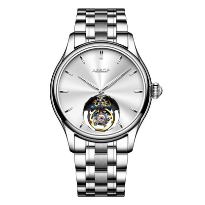 AESOP Mens Mechanical Wristwatches Flying Tourbillon Movement Skeleton Watch for Men Man Luxury Clocks Real Tourbillon Watch