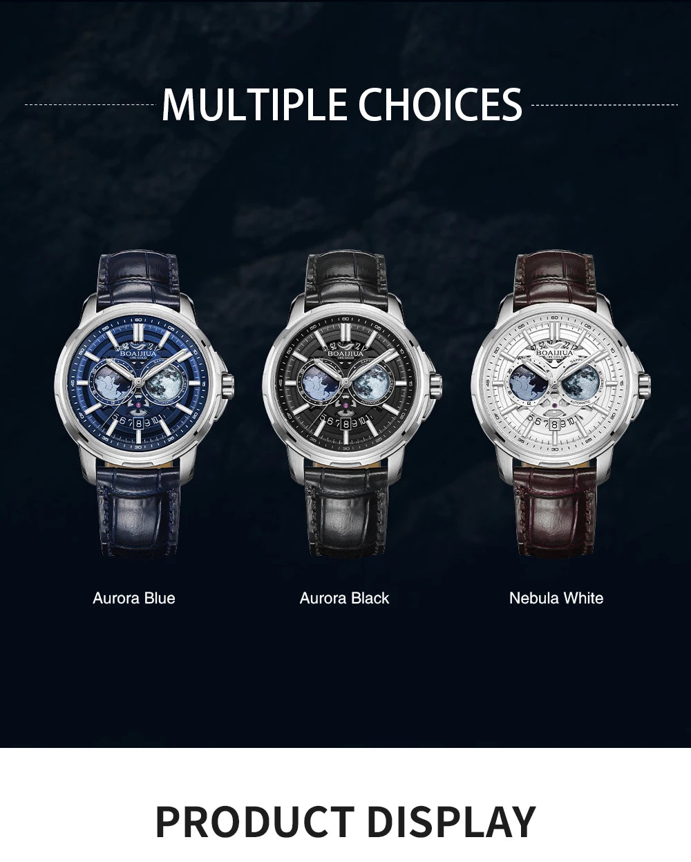 BORIAGE(BOAIJIUA) vollautomatische mechanische Herrenuhr mit Originaldesign, wasserdichte leuchtende mechanische Armbanduhr
