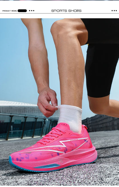 Pantofi sport pentru bărbați, pantofi de alergare cu placă de carbon, adidași de maraton pentru bărbați, pantofi de antrenament pentru atletism cu amortizare, destinați femeilor