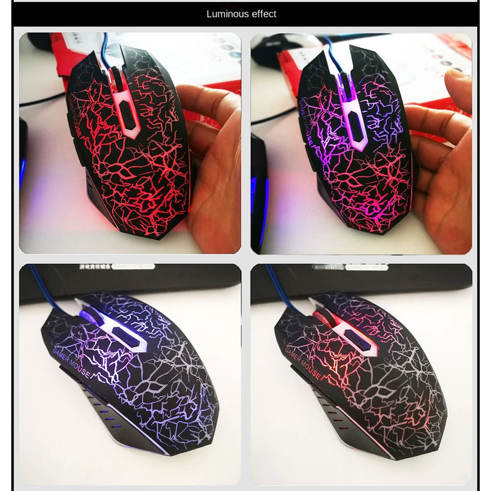 Mouse da gaming cablato USB 2400 DPI con retroilluminazione LED, mouse professionale per gamer, ergonomico, per PC, laptop e MacBook
