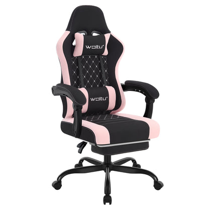 WOLTU Swivel Computer Chair with Massage Function Ergonomic Office Chair with Pillow & Footrest Height Adjustable Gaming Chair