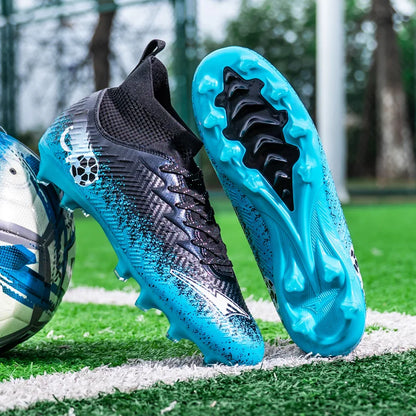 Uomo Donna Scarpe da calcio alte Antiscivolo Sneakers da calcio Traspiranti Scarpe da allenamento per futsal Scarpe da calcio da esterno su erba con tacchetti alla caviglia