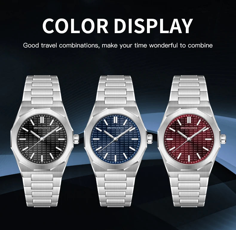 New 2026 Fashion Rare Specht & Söhne Men's Watch Ultrathin 38MM Steel Sapphire Crystal VH31 Quartz Wristwatch Relogio Masculino