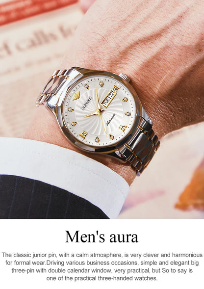 OUPINKE 3169 Japan Movement Men's Watch Classic Luxury Men's Watches Tungsten Steel Strap Man Wristwatch