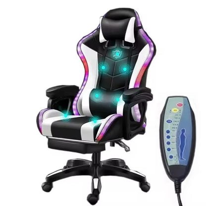 RGB Massage Gaming Chair Adjustable Racing Computer Gaming Chair with Ergonomic Design, Reclining Gamer Chair for Office, PC Gaming & Home Setup