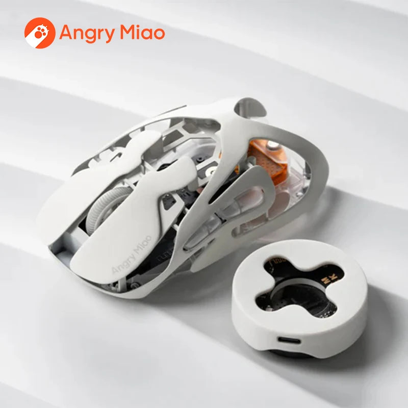 Angry Miao Infinity Gaming Wireless Mouse, Ultralight Metal Gaming Mouse, PAW3950 30K DPI, Hot-Swappable Dual 8K Tri-Mode Bluetooth & Wired Mouse