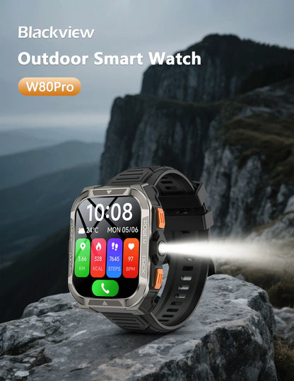 Blackview W80 Pro AI GPT Smart Watch, Precise GPS, 900mAh Battery, 1.43" AMOLED, Flashlight, Waterproof Sport Watch Men & Women