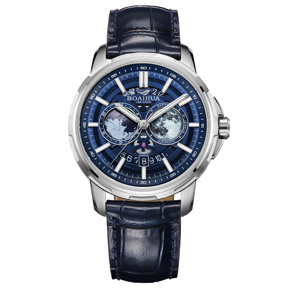 BORIAGE(BOAIJIUA) vollautomatische mechanische Herrenuhr mit Originaldesign, wasserdichte leuchtende mechanische Armbanduhr