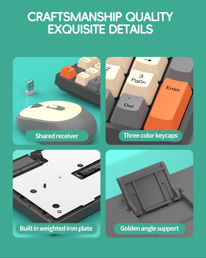 Set inalámbrico de teclado y ratón gaming de oficina NexusClick, ahorro de energía inteligente, tamaño completo, 104 teclas, 1600DPI ajustable, USB para portátil y PC
