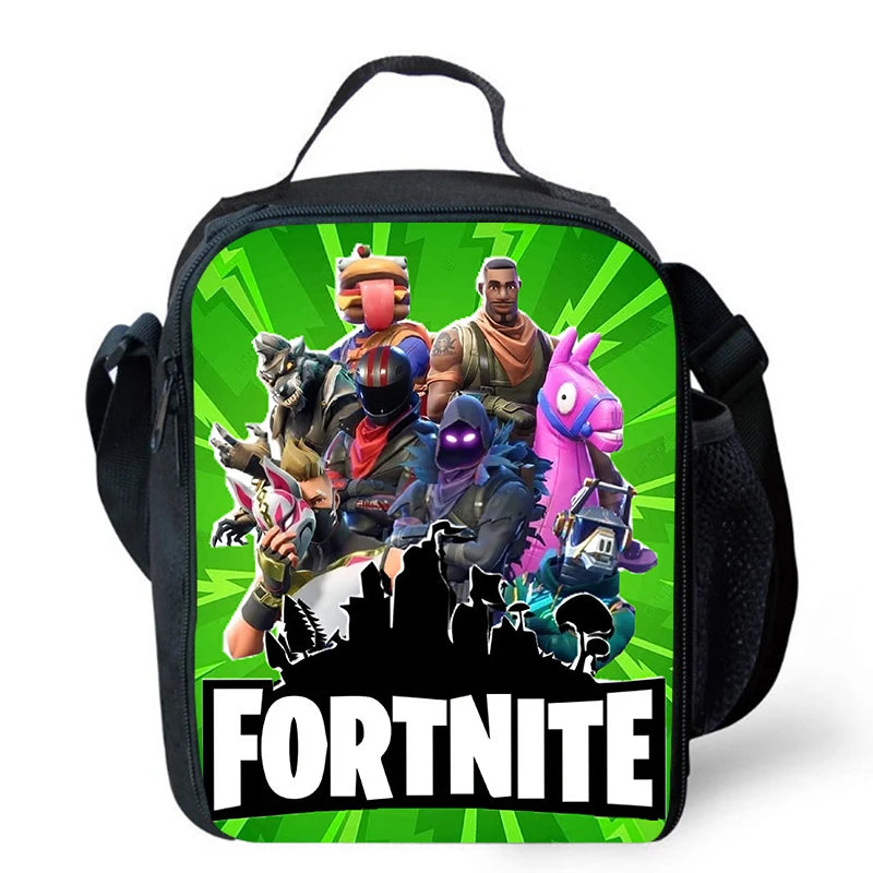Risankasta torba za kosilo Fortnite, prenosna izolirana torba za kosilo, večkratno uporabna torba za shranjevanje hrane, primerna za otroke in študente.