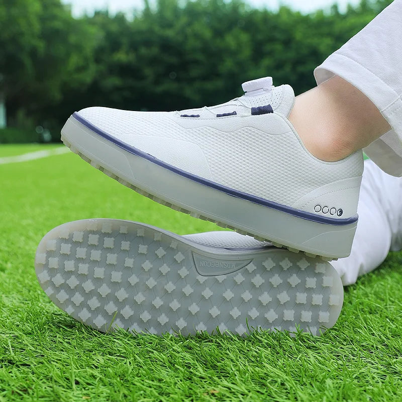 Couple Golf Shoes Men's White Waterproof Rotating Buckle Fitness Spikeless Non-slip Golf Golfer Training Golf Sneakers Women