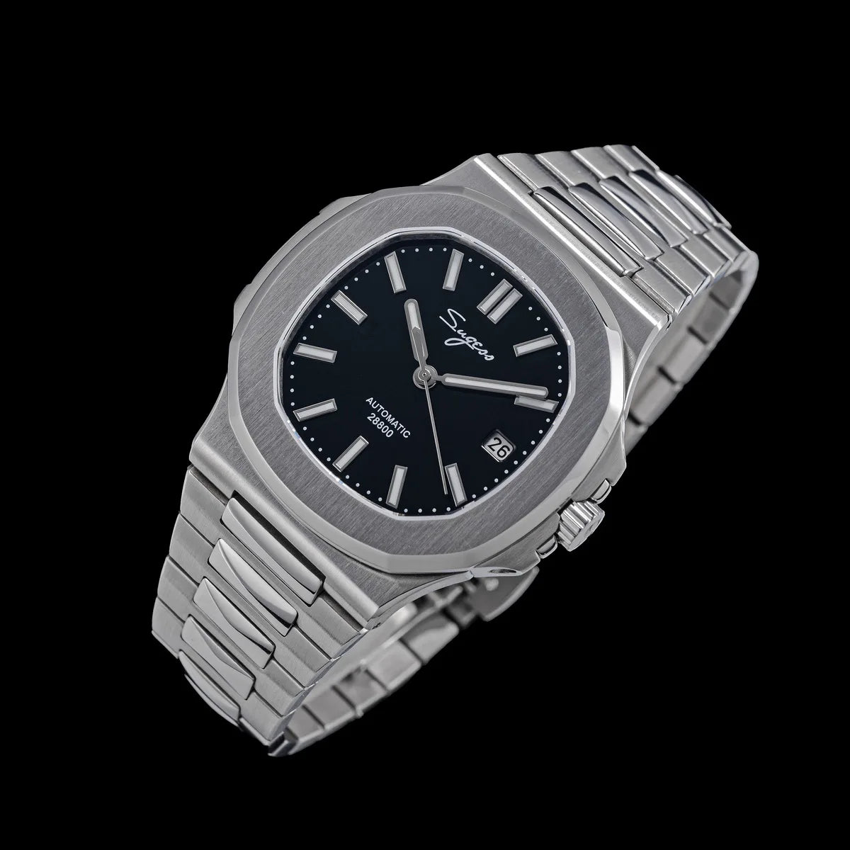 Orologio da uomo Sugess automatico meccanico, movimento Miyota 9015, quadrante MOP, luminoso, impermeabile 5bar, bracciale di lusso S466