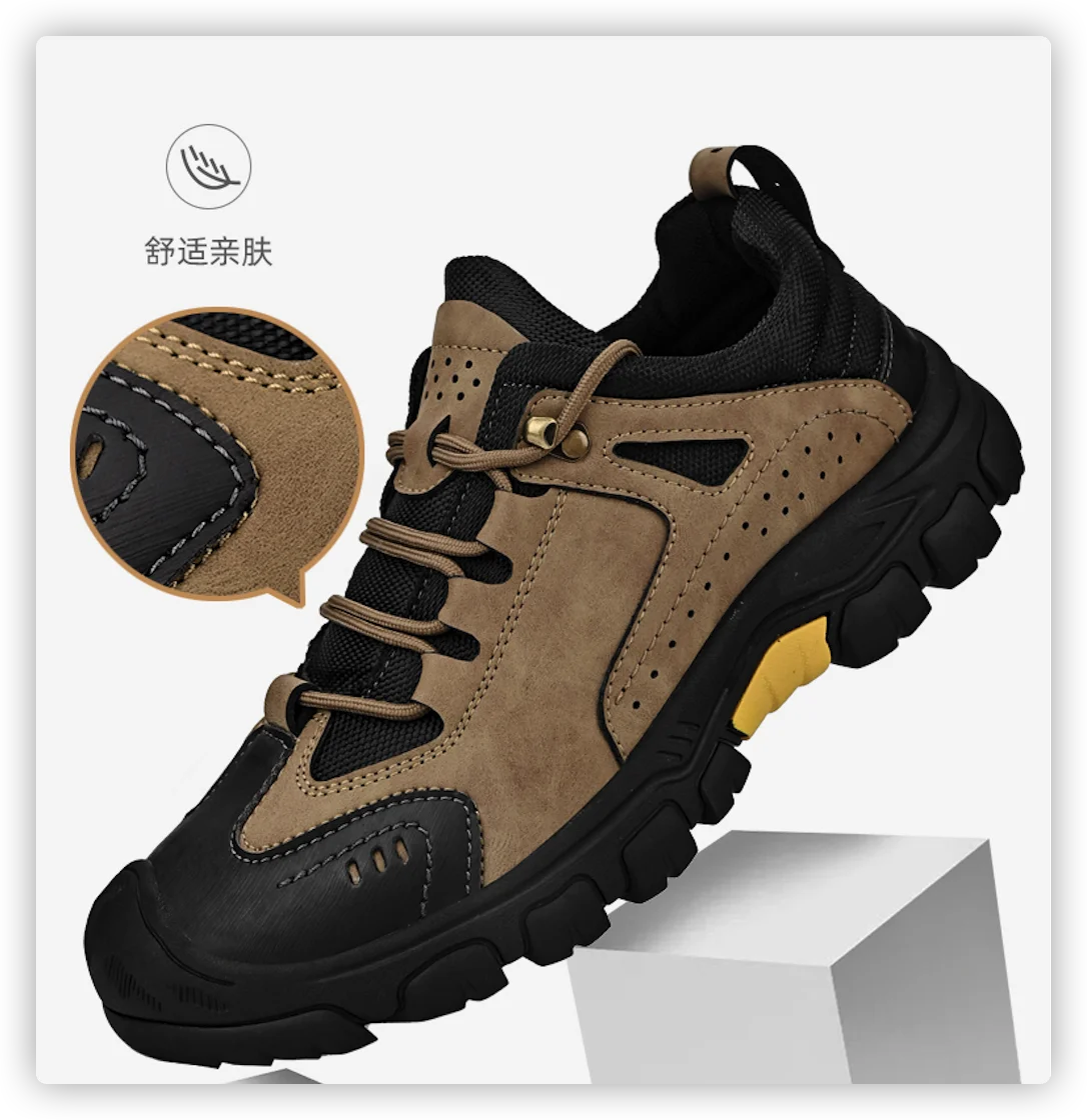 HIKEUP Comode scarpe da trekking da uomo, scarpe da uomo impermeabili con suola in gomma, scarpe da escursionismo resistenti all’usura e antiscivolo