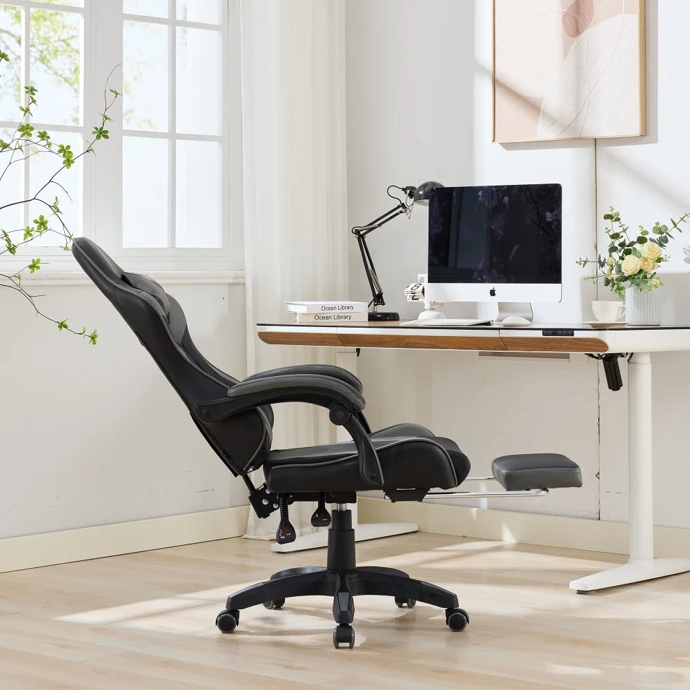 Ergonomic Gaming Chair 360° Reclining Office Chair with Footrest, Adjustable Height Racing Chair with Lumbar Support and Headrest