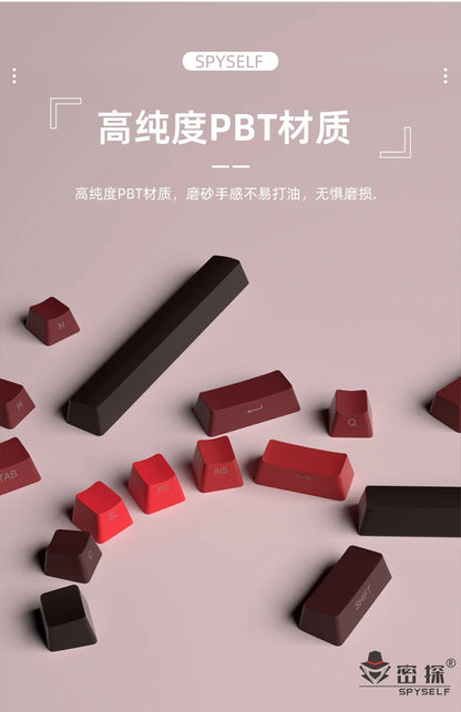 Nuevas teclas para teclado mecánico gaming 60/64/84/98/108 con interruptores MX, 135 teclas OEM PBT con grabado lateral y color degradado rojo y negro