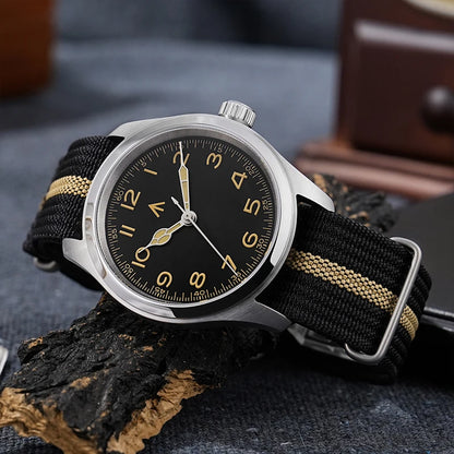 Militado ML08 38mm Quartz Watch VH31 Movement Double Domed Sapphire Crystal Wristwatch Super C3 Green Luminous Vintage Watches