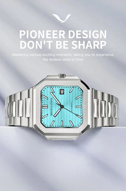 2025 Specht & Söhne Men's Classic Cubic Automatic Mechanical Watch 50M Waterproof Luminous Sapphire Crystal Reloj Hombre 41MM