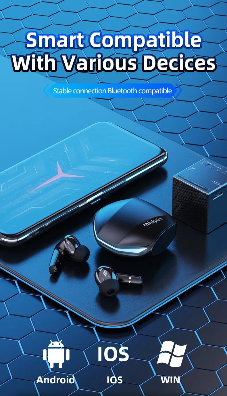 Auriculares sem fios Lenovo GM2 Pro TWS Bluetooth 5.3 – Auriculares HD com controlo tátil e microfone, auscultadores desportivos à prova de água