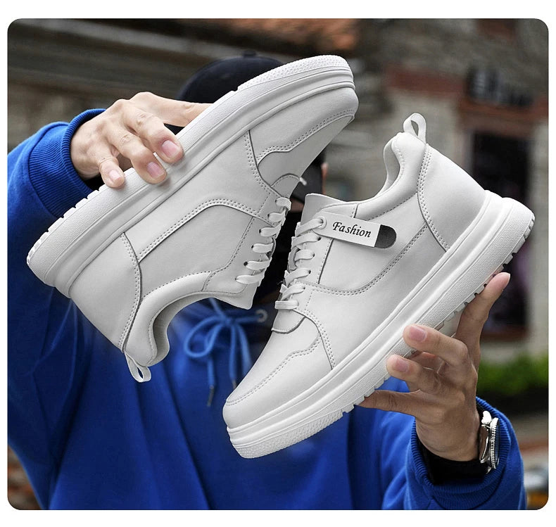 Big Size Lift Men Sneakers Elevator Shoes Heightening Height Increase Insole 7-8CM High Heels Shoes Genuine Leather Sport Shoes