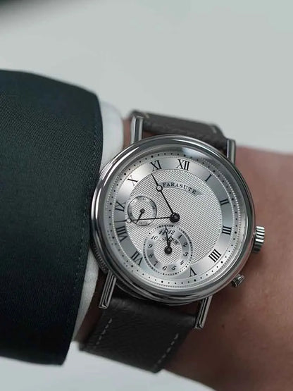FARASUTE Retro Luxury Alarm Clock Quartz Watch Men Waterproof Night Light Wristwatch Casual Sapphire Stainless Steel Male Reloj