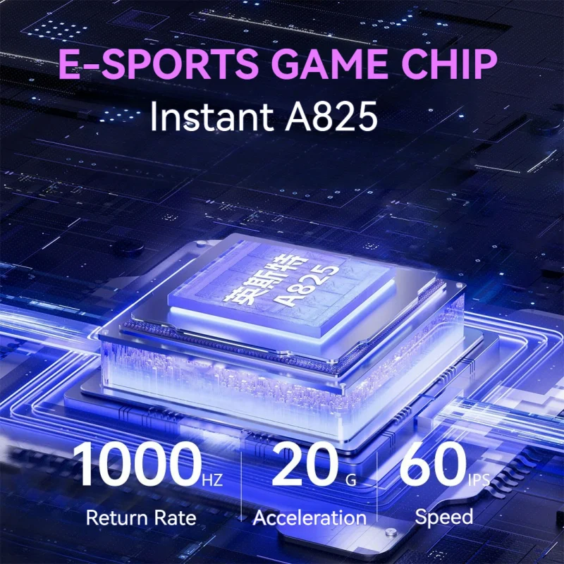 Mouse de gaming cu fir, 6 niveluri DPI ajustabile până la 12800DPI, cip Instant A825, iluminare RGB, programare macro, design ergonomic, mouse universal