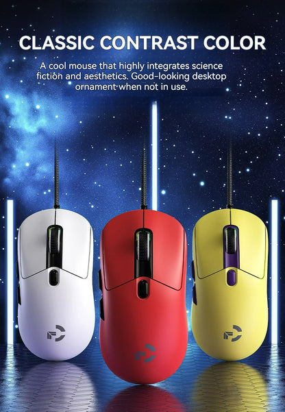 Mouse de gaming cu fir, 6 niveluri DPI ajustabile până la 12800DPI, cip Instant A825, iluminare RGB, programare macro, design ergonomic, mouse universal