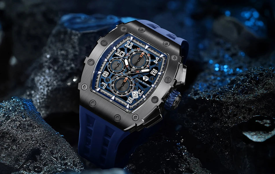 TSAR BOMBA Neue TB8204 Uhr für Herren, Japanisches Quarz-Chronographenwerk, 50M wasserdichte Armbanduhr, modische Sportuhr, luxuriöses Geschenk für Herren