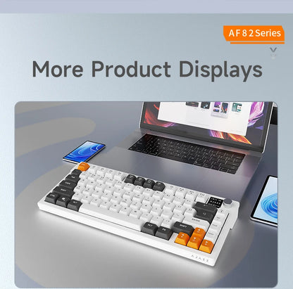 AJAZZ AF82 Office Low Profile Tastatur RGB kabelgebundene/kabellose Gaming-Tastatur 75% Layout 82 Tasten 4000mAh Akku für Win/Mac