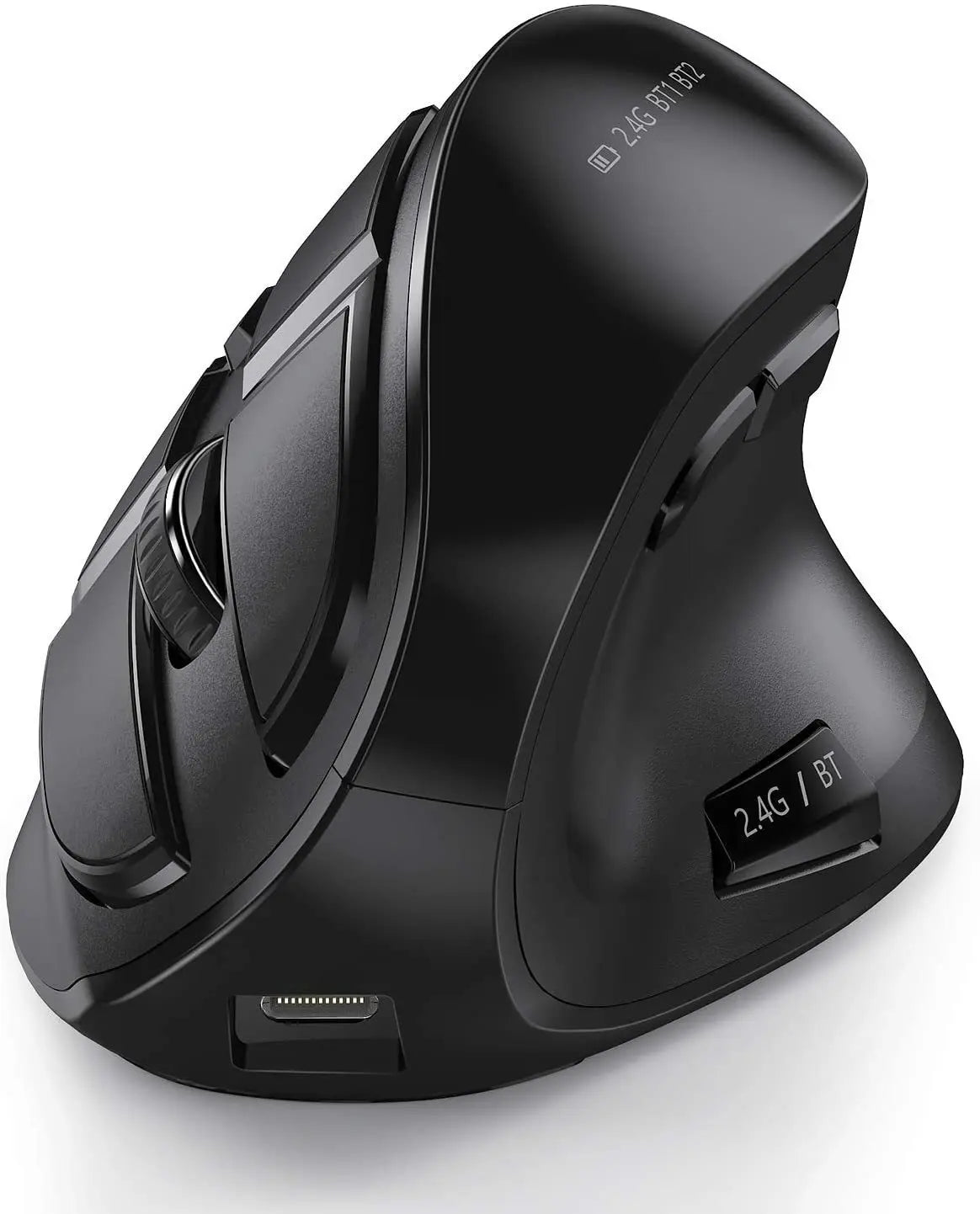 Jomaa 2.4G+Bluetooth vertikale kabellose Maus für Apple Mac Laptop Notebook, 9 Tasten, wiederaufladbare Gaming-Maus für PC iPad