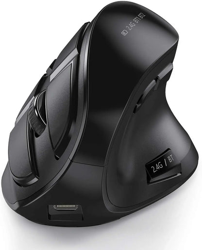 Jomaa 2.4G+Bluetooth vertikale kabellose Maus für Apple Mac Laptop Notebook, 9 Tasten, wiederaufladbare Gaming-Maus für PC iPad