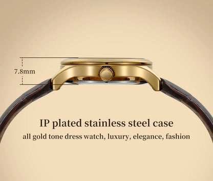 BERNY Gold Watch for Women Luxury Ladies Fashion Quartz Wristwatch Elegant Gradient Dial Multiple Scenarios Matching Lady Watch