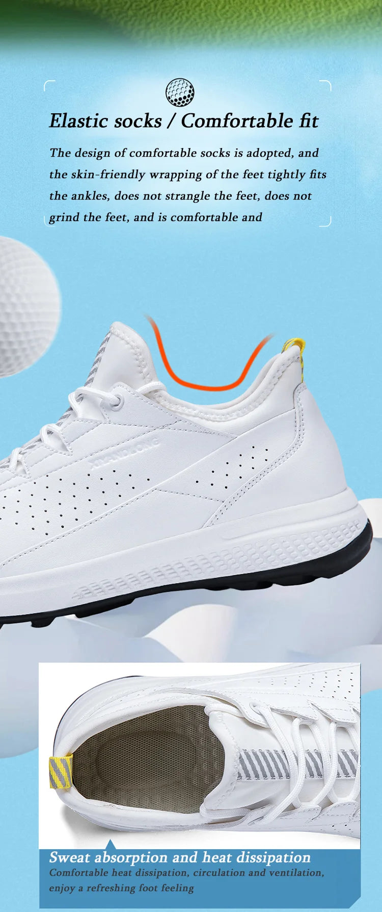Golf Sports Shoes for Men, Waterproof High-Quality Leather Golf Competition Sports Shoes, Formal Golf Course Training Shoes for Men