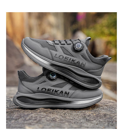 Chaussures de course à boucle rotative pour hommes, baskets respirantes en maille légère, semelle coussinée, antidérapantes, chaussures de marche quotidiennes, 2 couleurs