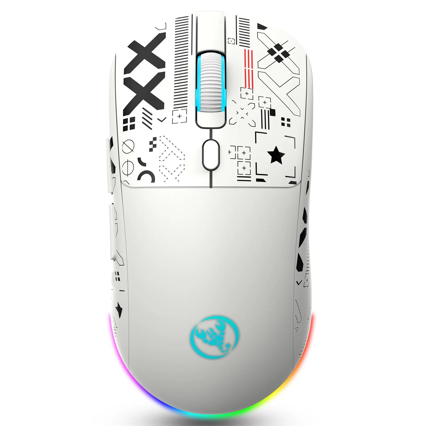 3 režimų „Bluetooth“ žaidimų pelė, įkraunama, 2.4G USB belaidė RGB apšvietimo pelė, skirta „iPad“, planšetiniam kompiuteriui, nešiojamajam kompiuteriui ir kompiuteriui