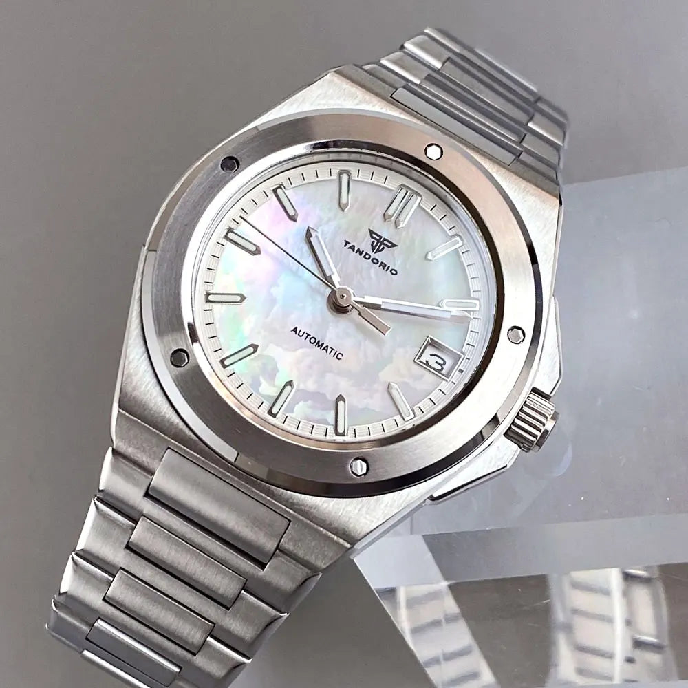Tandorio 200M Diving 40mm Black White Shell Dial Lume NH35 Automatic Men Watch Sapphire Glass Stainless Steel Bracelet 2025