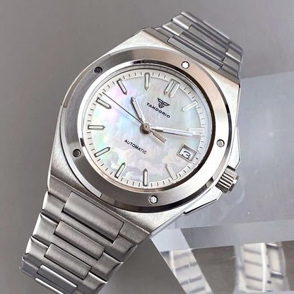 Tandorio 200M Diving 40mm Black White Shell Dial Lume NH35 Automatic Men Watch Sapphire Glass Stainless Steel Bracelet 2025