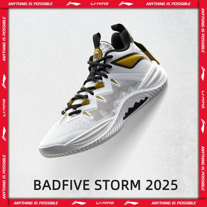 Li-Ning Men's BADFIVE STORM 2025 Outdoor Basketball Shoes BOOM Cushioning TUFF OS Wearable Li-Ning Sports Sneakers ABFV017