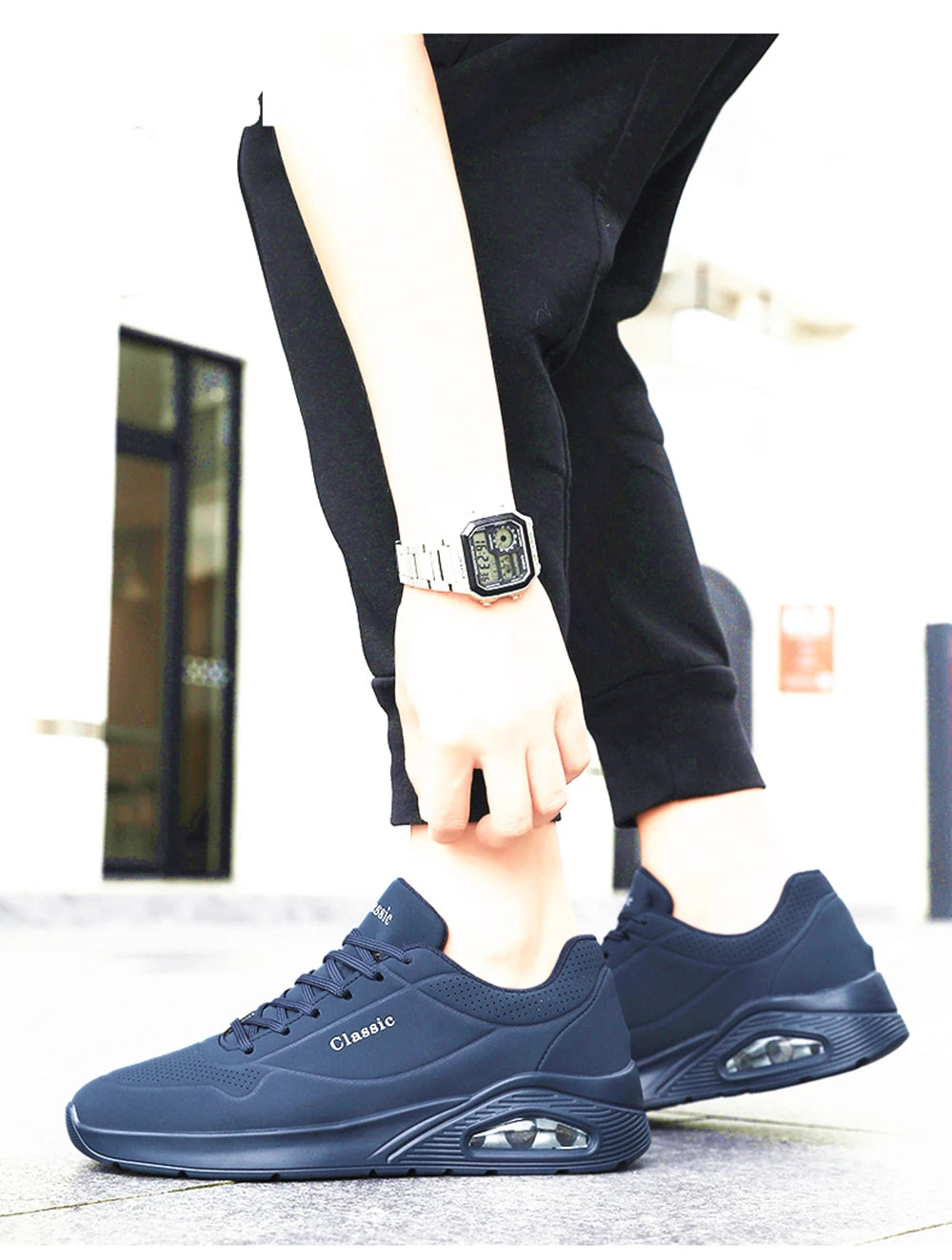 Men's Breathable Shock-Absorbing Running Shoes with Air Cushion Lightweight Low-Top Sneakers for Gym Training Casual Wear