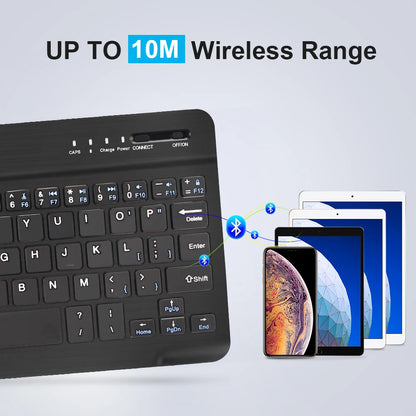 Mini-Bluetooth-Tastatur RGB kabellose Tastatur 10 Zoll beleuchtete Tastatur mit Hintergrundbeleuchtung Touchpad-Tastatur für iOS Android Windows iPad
