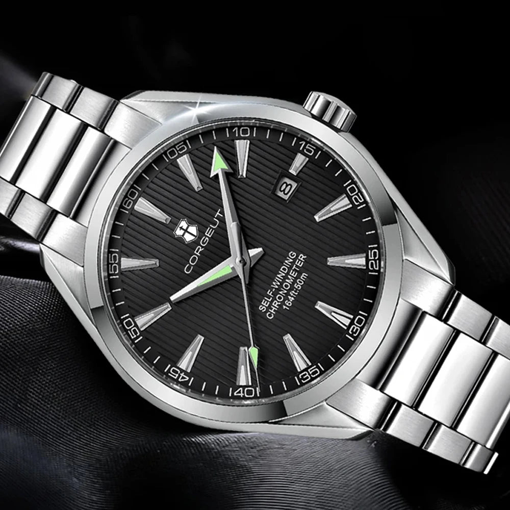 Luxury NH35 Corgeut Watch Men's 41mm Sport Clock Automatic Mechanical Wristwatch Sapphire Steel Band