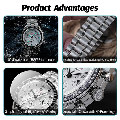 Watchdives New Wd1863 Quartz Men's Watch VK63 Chronograph Bubble Sapphire Waterproof 39Mm Steel Top Brand Luxury Business Watch