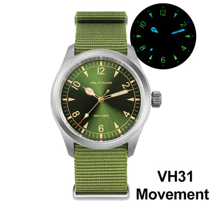 Militado ML08 Quartz Watch VH31/Ronda 515 Quartz Movement Vintage Watch Double Domed Sapphire Crystal BGW9 Luminous Men's Watch