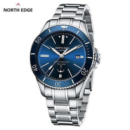 NORTH EDGE 42mm Men Mechanical Wristwatch Luxury Sapphire Glass MIYOTA 8215 Automatic Watches 10bar Waterproof Watch Men ANCHOR