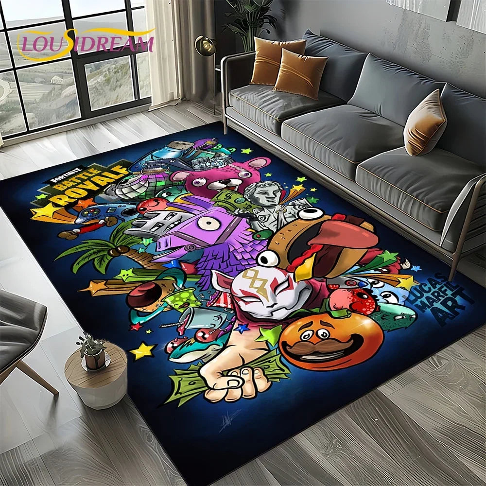 2025 Games 3D F-Fortnite Cartoon Carpet Rug for Living Room Bedroom Home Sofa Decoration,Kids play Area Rug Non-slip Floor Mat