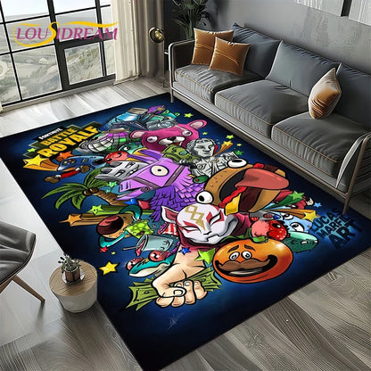 2025 Games 3D F-Fortnite Cartoon Carpet Rug for Living Room Bedroom Home Sofa Decoration,Kids play Area Rug Non-slip Floor Mat