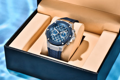 PAGANI DESIGN Men's Watches Luxury Rose Gold Sport Chronograph Japan VK64 Quartz Watch For Men Fluororubber Strap Wristwatch Men